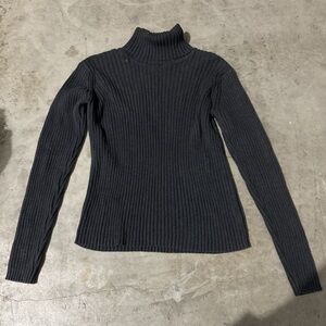 L.L. Bean Charcoal Ribbed Turtleneck Sweater